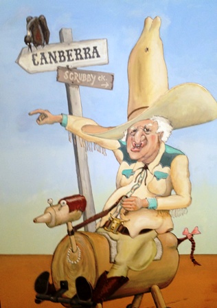 Bob Katter, don’t try this at home, by Ed McMahon, Carina Q, detail