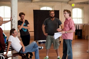 Damien Ryan, right, with members of the "Henry 4" cast. Photo by LIsa Tomasetti.
