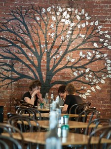 The "tree of life" mural at Urban Pantry