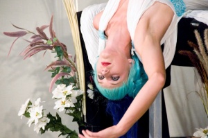 Cabaret artist Anya Anastasia performing The Upside Down Girl