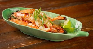 King prawns with lime and coconut butter.