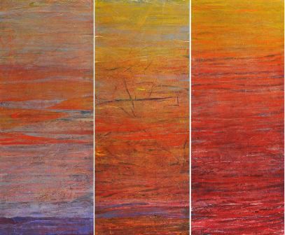 Marc Rambeau, "Oodnadatta light",  triptych, mixed media on rice paper on Belgian linen.