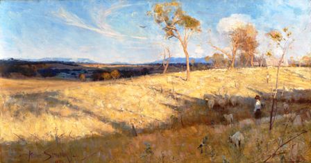 Arthur Streeton "Golden summer, Eaglemont" 1889, oil on canvas, National Gallery of Australia, purchased 1995