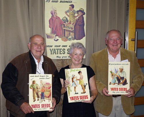From left, Laurie O'Toole, Mareana Barca and Dennis O'Toole with their child model advertisements from 1954.