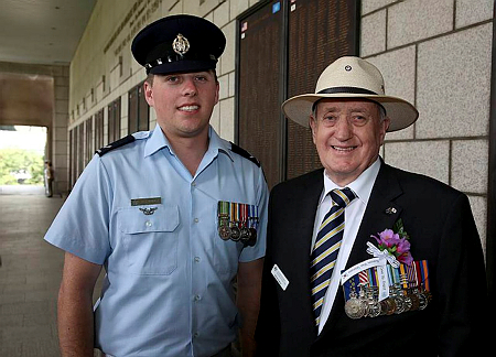 Fadden residents Ldg Aircraftman Ricky Charman from Australia's Federation Guard and Korean war veteran, Bill Monaghan, at the Korean War Memorial in Seoul.    