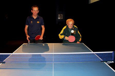 ACT Minister for Ageing, Shane Rattenbury, takes on ‘Dot’. Photo Lindsay Burge