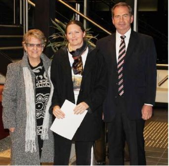 Mayor Tim Overall with winner  Debra Boyd-Goggin (middle)   judge Anita McIntyre at the Awards last night  