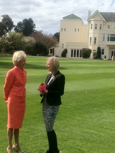 Governor General Quentin Bryce and Chief Minister Katy Gallagher outside Government House. 