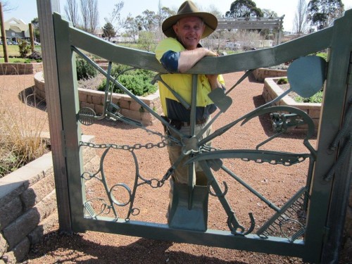 Alan Neal with his historic-tools gate. 