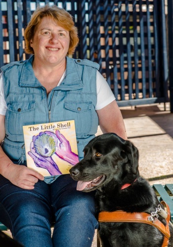 Author Leonie Pye with guide dog Franklin. 