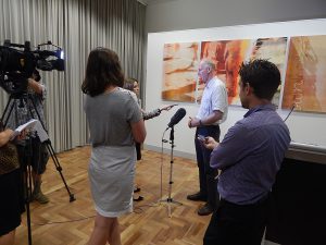 ACT Work Safety Commissioner Mark McCabe briefing the media on urgent repairs, the investigation and affect on businesses after the Sydney Building fire.