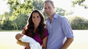 The Duke and Duchess of Cambridge with their son.  