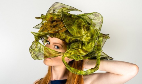 Alexandra Martin models one of Fashfest designer Barbara Mickelson’s hats. Photos by Gary Schafer, make-up by Elle Thomas