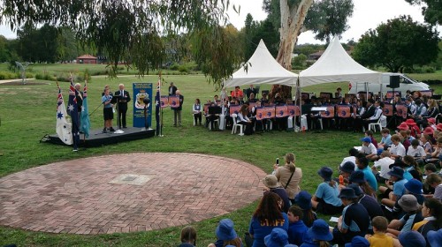 Sacred Heart Primary School student Ethan Theodorakis reads his ANZAC Prize winning essay.