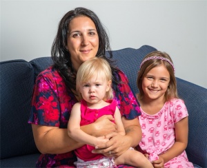Jamie Hocking with daughters Jade, 18 months, and Josie, 6, who were both born using hypnotherapy techniques. Photo by Gary Schafer 