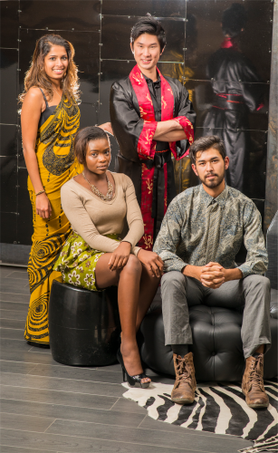   Models from racially inclusive Fashfest… Minthaka Wrjeyaratra, Eric Nugent, Wanile Mlaisa and Adam Ridwan. Photo by Gary Schafer  