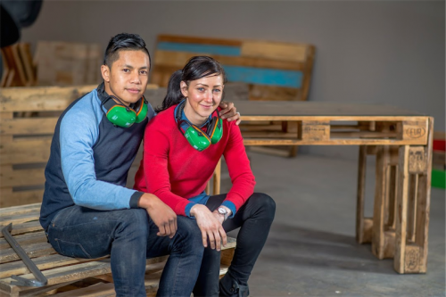 Carlo Malaca and Anita Jones… “Importers are willing to give us pallets since it saves them time and money in returning or disposing of them,” says Carlo. Photo by Gary Schafer 
