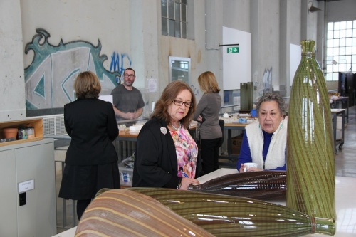 Minister Burch at the Glassworks this morning with artist Jenni Martiniello
