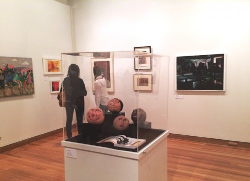 A section of the exhibition, foreground, a work by Adam Veikkanen