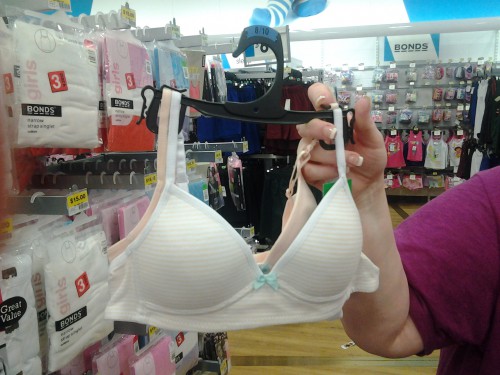 A padded “bralette”...  contours for 8 to 10-year-olds.