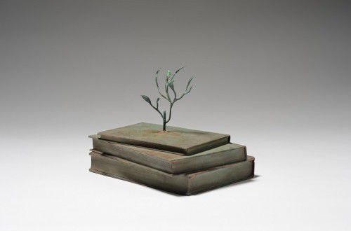 Denese Oates – 'Branches of Knowledge', copper, books and metal paint