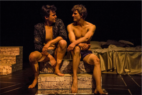 James Hughes as Marcellus,   and Ethan Gibson as Antinous. Photo Lorna Sim