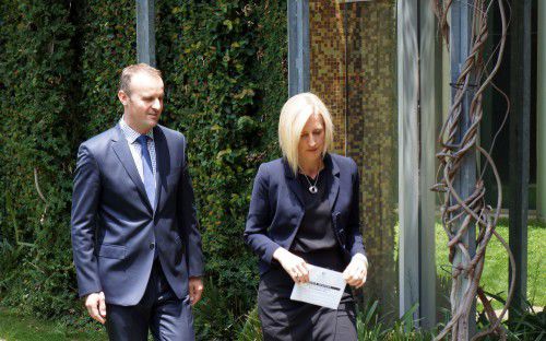 The Chief Minister arrived, her loyal deputy Andrew Barr in tow.