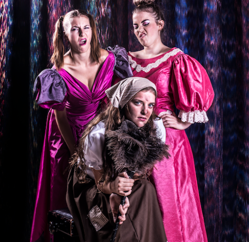 From left, Risa Craig, as stepsister Joy; Adellene Fitzsimmons as Cinderella and Holly Ross as stepsister Grace. Photo by Andrew Campbell