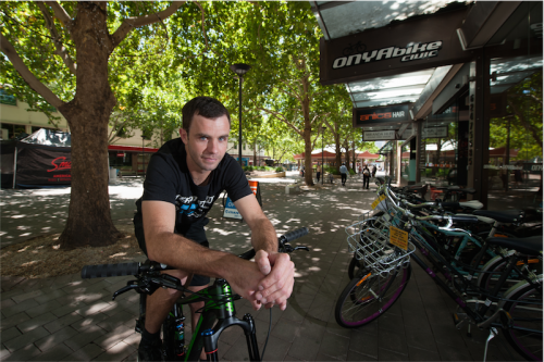 OnYa Bike Civic manager, Aaron Bashford… “I am all for the cause but I don't think the lights should be on Petrie Plaza. It should be in a different venue". Photo by Holly Treadaway