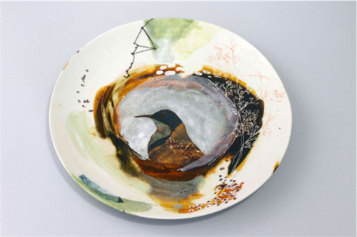 Shannon Garson’s bird plate at Karen O'Clery’s Narek Galleries, Tanja. 