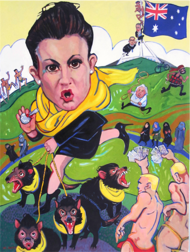 Canberra artist Valda Johnson’s Bald Archy entry, "The Adventures of Jacqui Lambie”. 