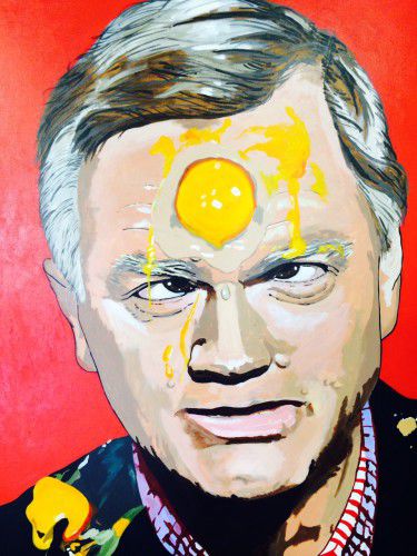 Detail 'Andrew Bolt with egg on his face' by Tony Sowersby