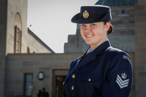 Australian Air Force Cadet Flight Sergeant Felicity West at the Australian War Memorial in Canberra prior to her memorial pilgrimage to Gallipoli.