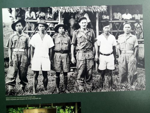 In the memorial park, Image of Sandakan survivor Billy Sticpewich with locals