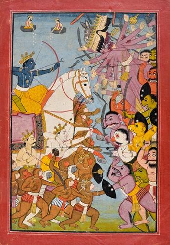 Guler style, Pahari   The great battle between Rama and Ravana c 1780 opaque watercolour on paper National Museum, New Delhi