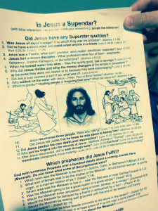 The pamphlet being handed out at AIS Stadium on the opening night of "Jesus Christ Superstar"