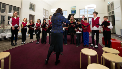Choral director Greta Claringbould conducts members of the Canberra Youth Choir. Photo by Andrew Campbell 