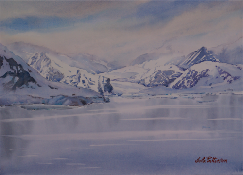 Painter Isla Patterson’s view of Antarctica. 