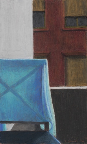 Roger Beale, Studio Balcony with Blue Shawl, 2015 pastel on paper