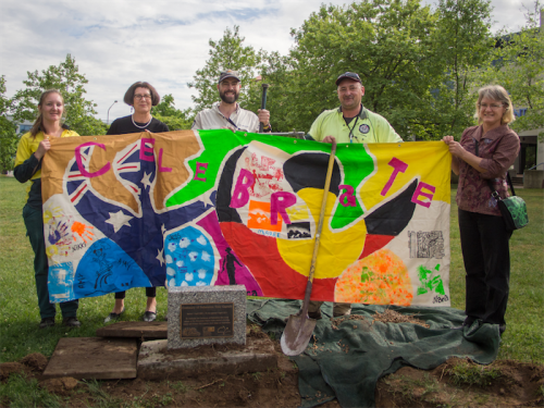 Revealed… a colourful banner painted by mid-Elizabethan children in Belconnen.