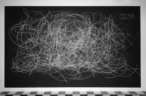 Andrea McCuaig, Dance Patterns, time lapse video, chalk, acrylic black board paint, 2015