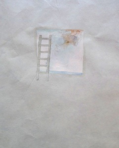 Clare Jackson, Leiüburoo (lost and found), ink, graphite, oil on found paper (detail)