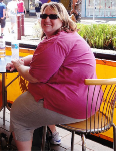 BEFORE: Five years ago, Bethany at 130kg… “I kind-of went into a fear of if I keep getting bigger I’m not going to be able to buy any clothes,” she says. “And I didn’t know what I’d do then.” 