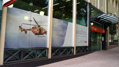 Westpac’s Civic signage plugging a helicopter service of no help to the Canberra community.