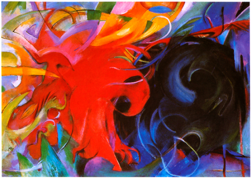 Art imagined… a “finished” painting from Franz Marc’s battleground sketchbook. 