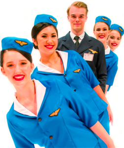 “Catch Me if you Can” musical at Gungahlin Theatre, from left, Caitlin Schlig, Nina Wood, Jaslyn Mairs, Holly Ross and Alexander Clubb. 
