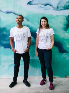 Models in the whale-inspired T-shirt.
