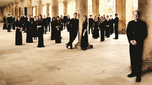 Conductor Stephen Layton, far right, and the Choir of Trinity College Cambridge… "I see myself as nurturing students to be part of a whole,” says Layton. 