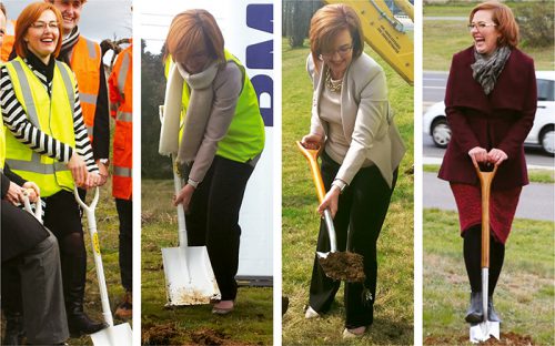 Meegan and her shovel… sod turning for Gunghalin Drive, light rail, Aikman Drive and Cotter Road. 