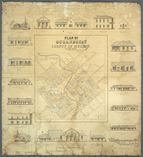  Queanbeyan map of 1862, published by architect, surveyor and engineer George Briand. The original - and only known copy to exist - is held by the Queanbeyan Museum. 